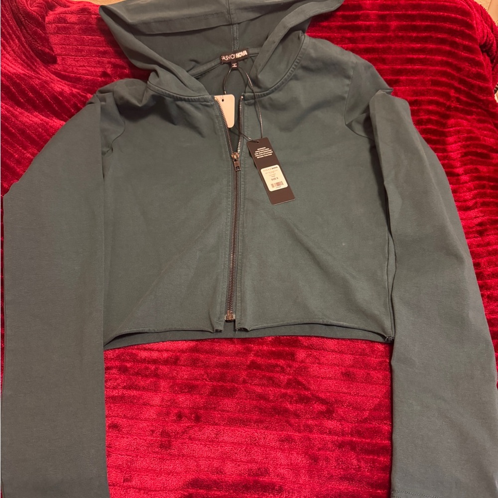 Fashion Nova Teal Hooded Sweater